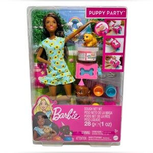 🆕 Barbie Puppy Party Doll & Playset with Brunette Doll & Accessories